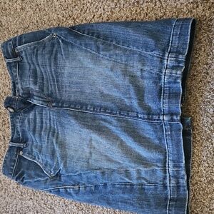 X2 Denim Skirt with Leopard Trim